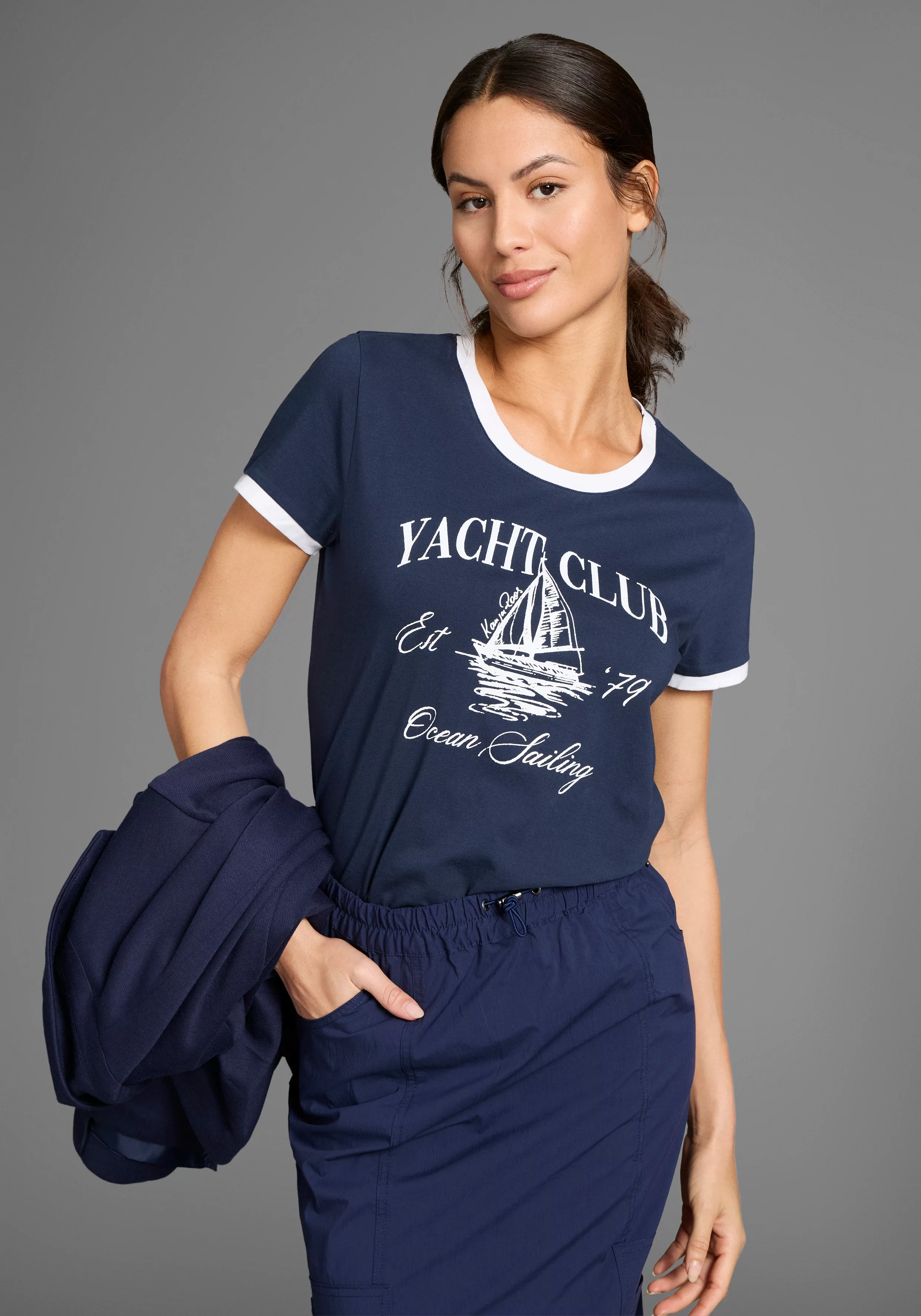 KangaROOS T-Shirt, mit maritimen Print und Kontrastdetails günstig online kaufen