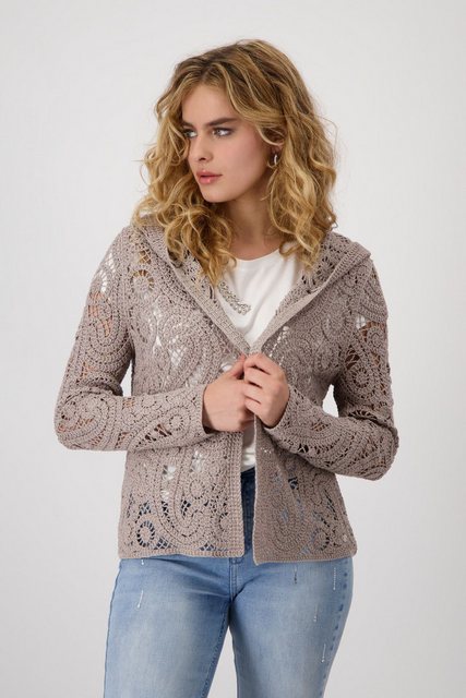 Monari Outdoorjacke Strickjacke mit Kapuze dark linen günstig online kaufen