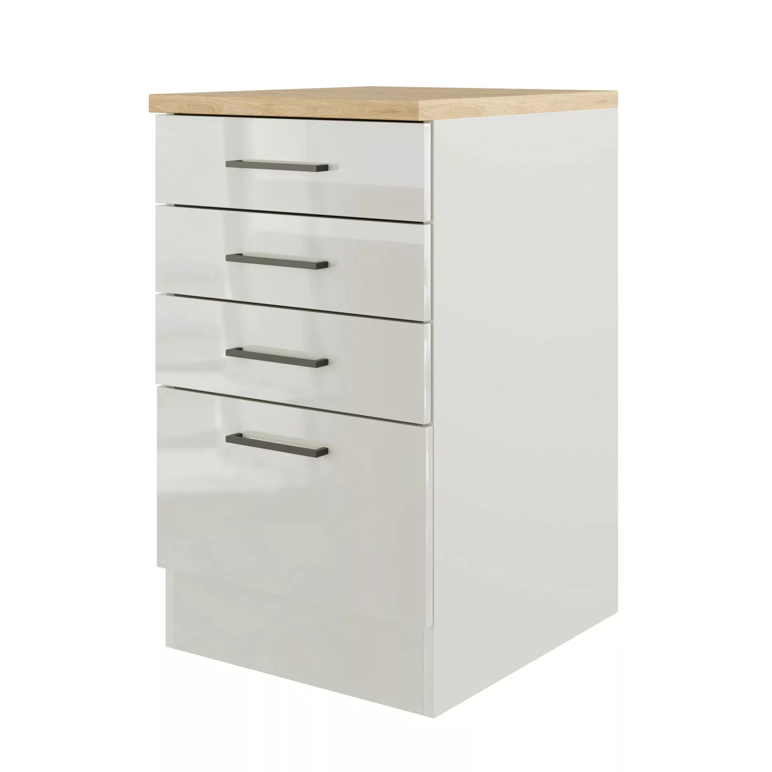 Flex-Well Exclusiv Schubkastenschrank Lund 50 cm Lichtgrau glänzend-Rauchgr günstig online kaufen