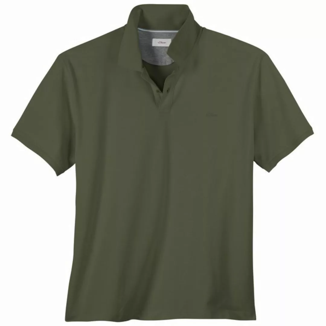 s.Oliver Rundhalsshirt Große Größen Herren Basic Stretch-Poloshirt oliv s.O günstig online kaufen