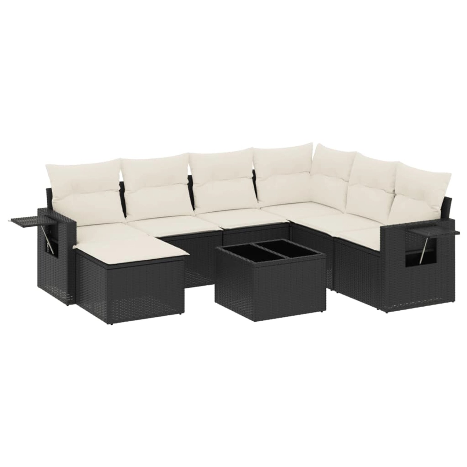 vidaXL 8-tlg Garten-Sofagarnitur mit Kissen Schwarz Poly Rattan Modell 121 günstig online kaufen