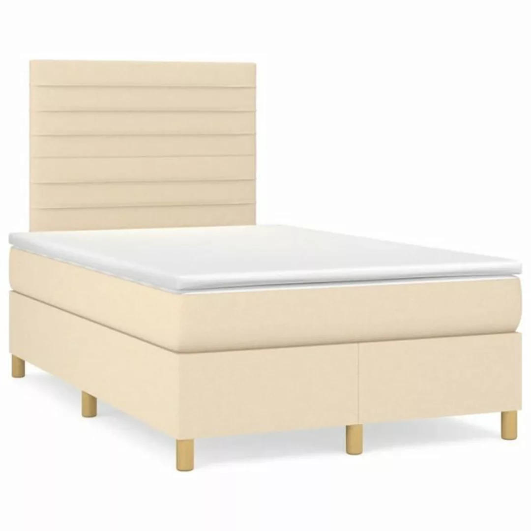 vidaXL Boxspringbett Boxspringbett mit Matratze Creme 120x200 cm Stoff Bett günstig online kaufen