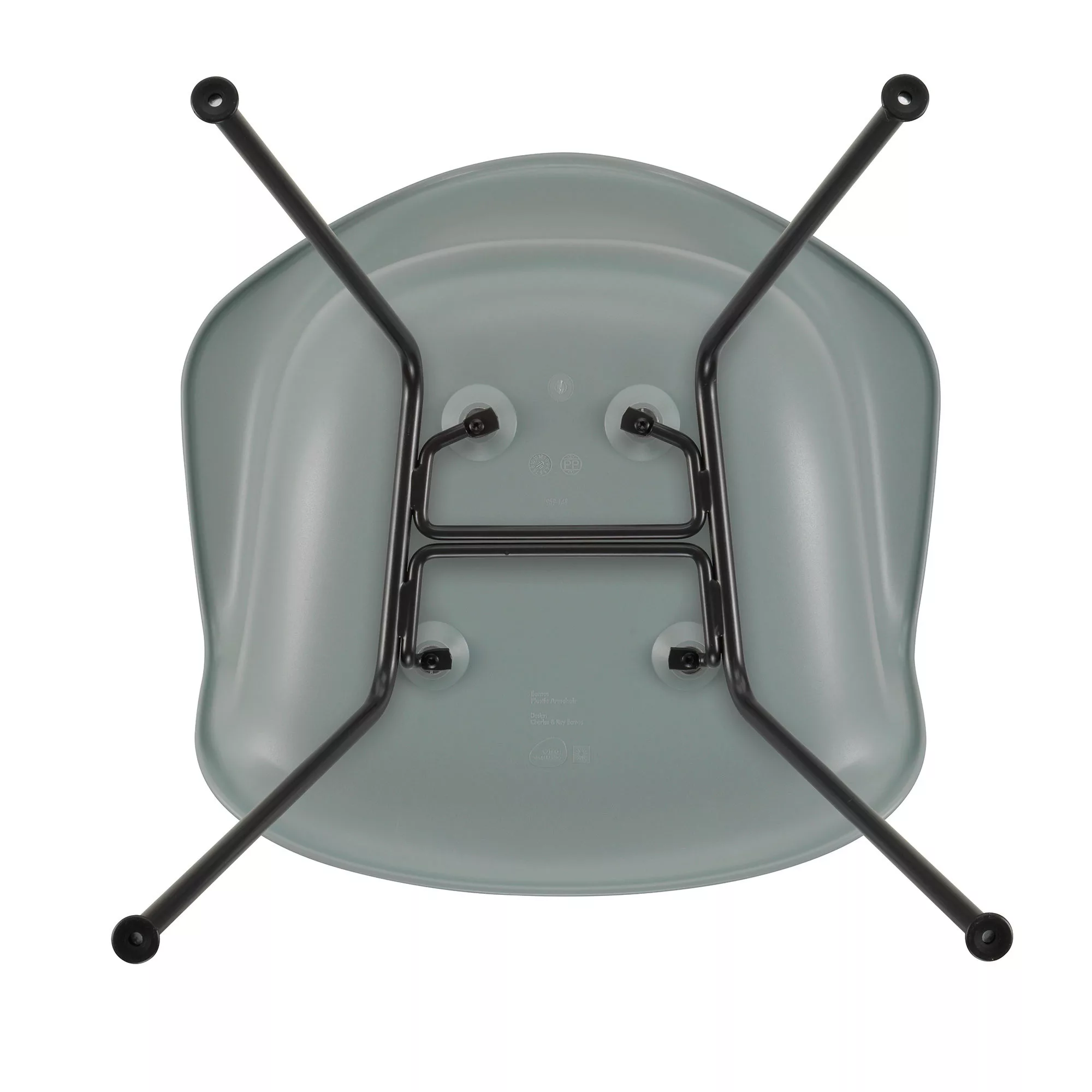 Vitra - Eames Plastic Chair DAX Gestell schwarz - hellgrau/Sitzschale Polyp günstig online kaufen