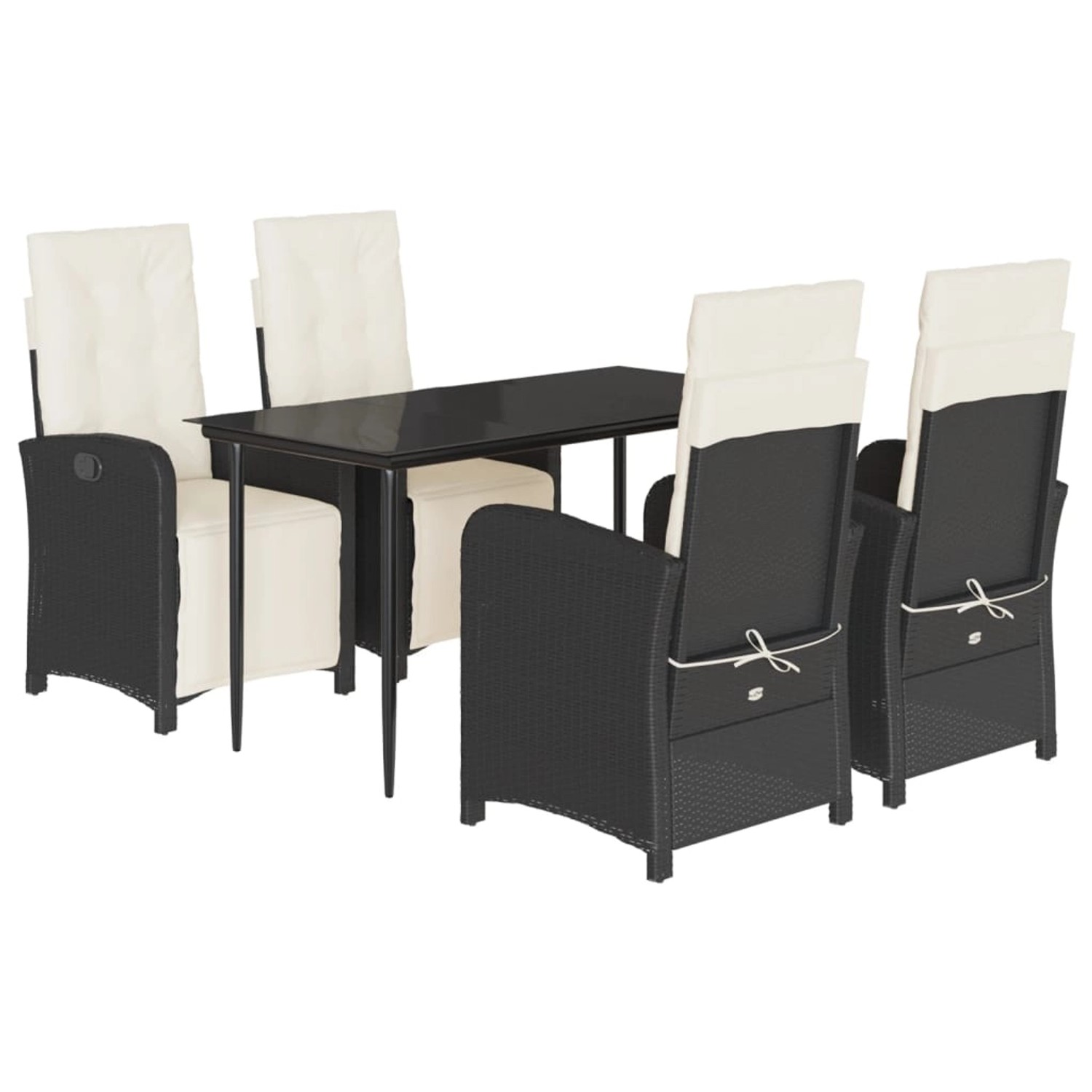 vidaXL 5-Tlg Garten-Essgruppe mit Kissen Schwarz Poly Rattan 3212516 günstig online kaufen