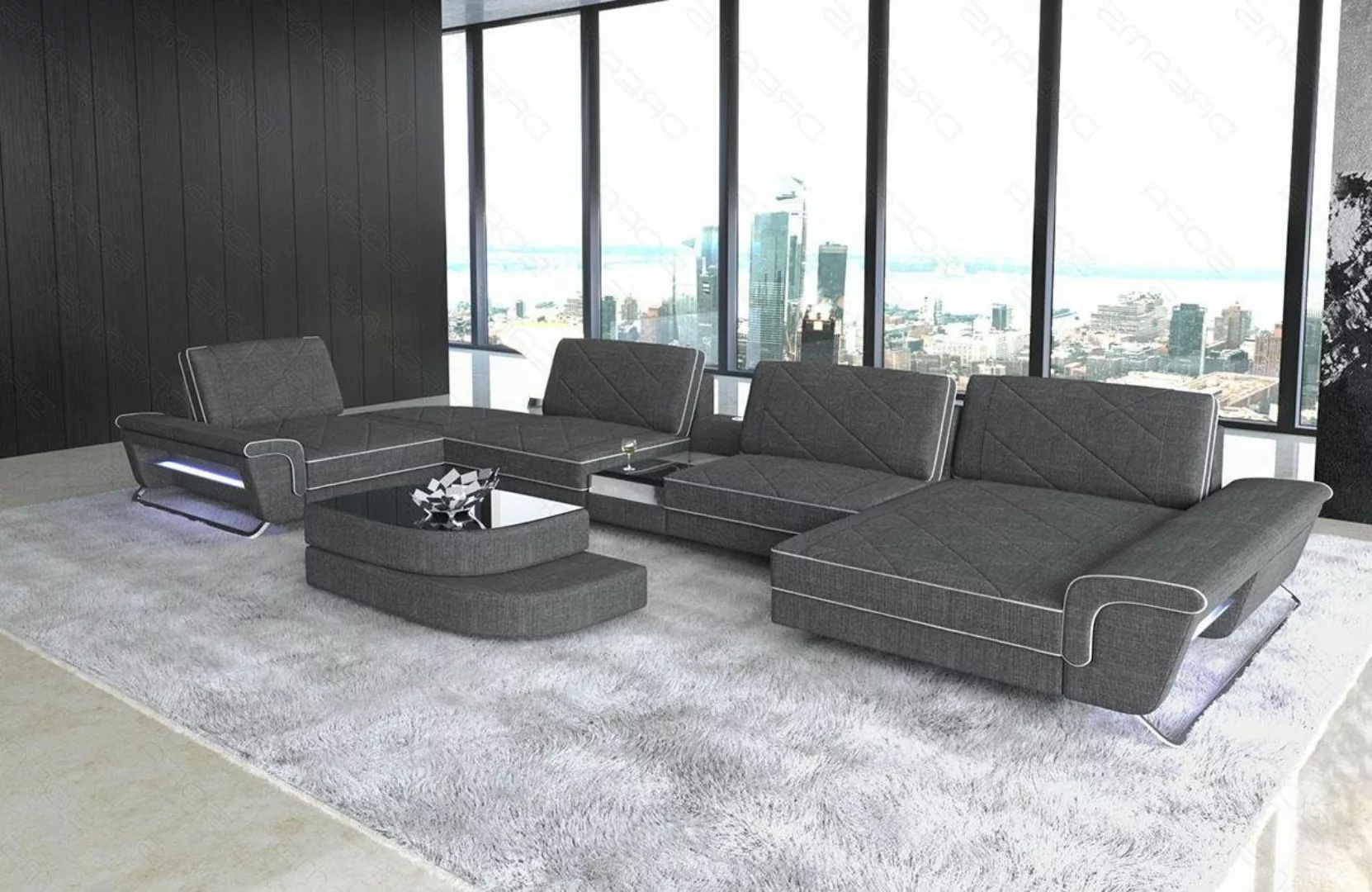 Sofa Dreams Wohnlandschaft Stoff Couch Polster Stoffsofa Bari U Form Sofa, günstig online kaufen