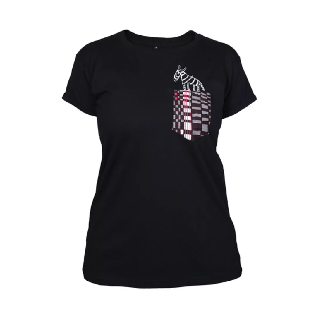 Damen T-shirt Aus Bio-baumwolle Mit Brusttasche „Taschenzebra“ Schwarz günstig online kaufen