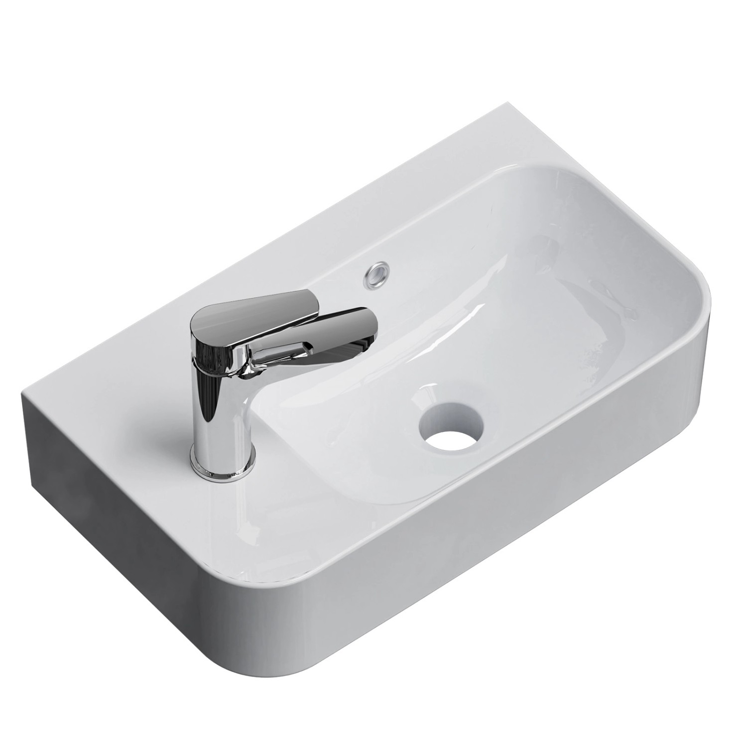 Emke Wandwaschbecken für Badezimmer 45 x 26,5 x 15,6 cm Hochweiß Rechteckig günstig online kaufen