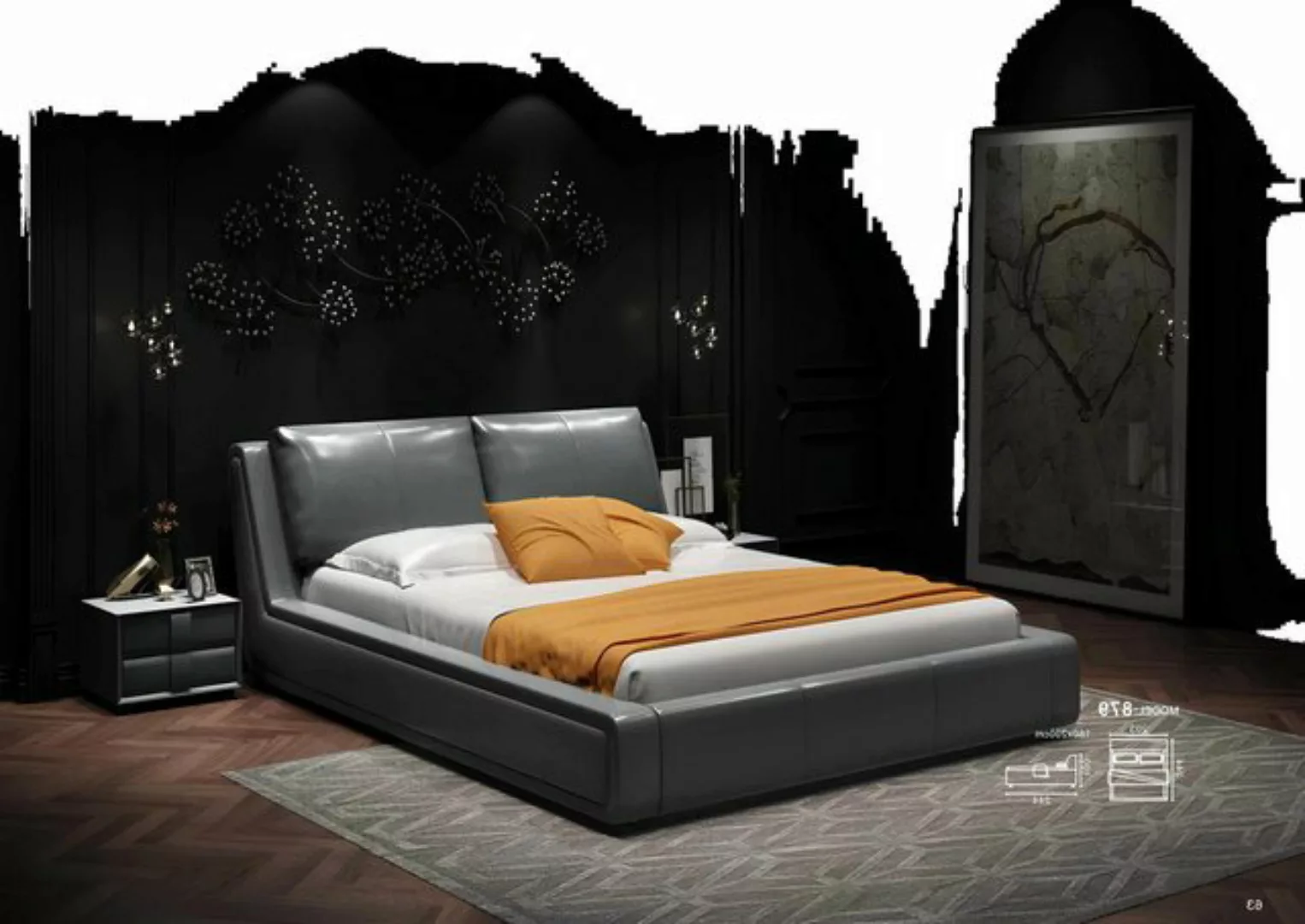 Xlmoebel Bett Neues Doppelzimmer Luxusdesigner-Bett aus Leder und Metall in günstig online kaufen