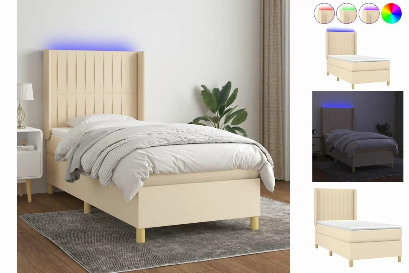 vidaXL Boxspringbett Bett Boxspringbett mit Matratze und LED Stoff (100x 20 günstig online kaufen