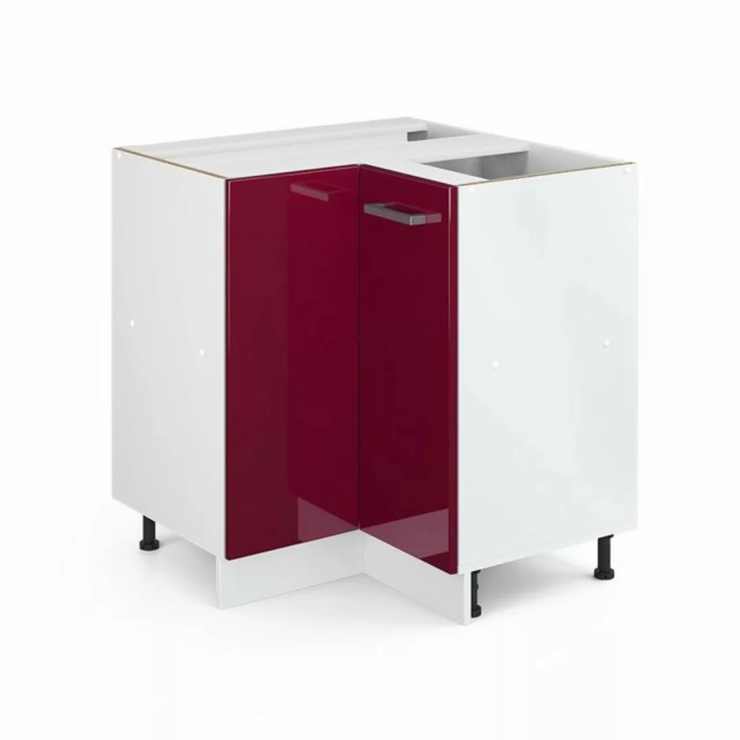 Vicco Eckunterschrank R-Line, Bordeaux Hochglanz/Weiß, 75.6 cm ohne Arbeits günstig online kaufen