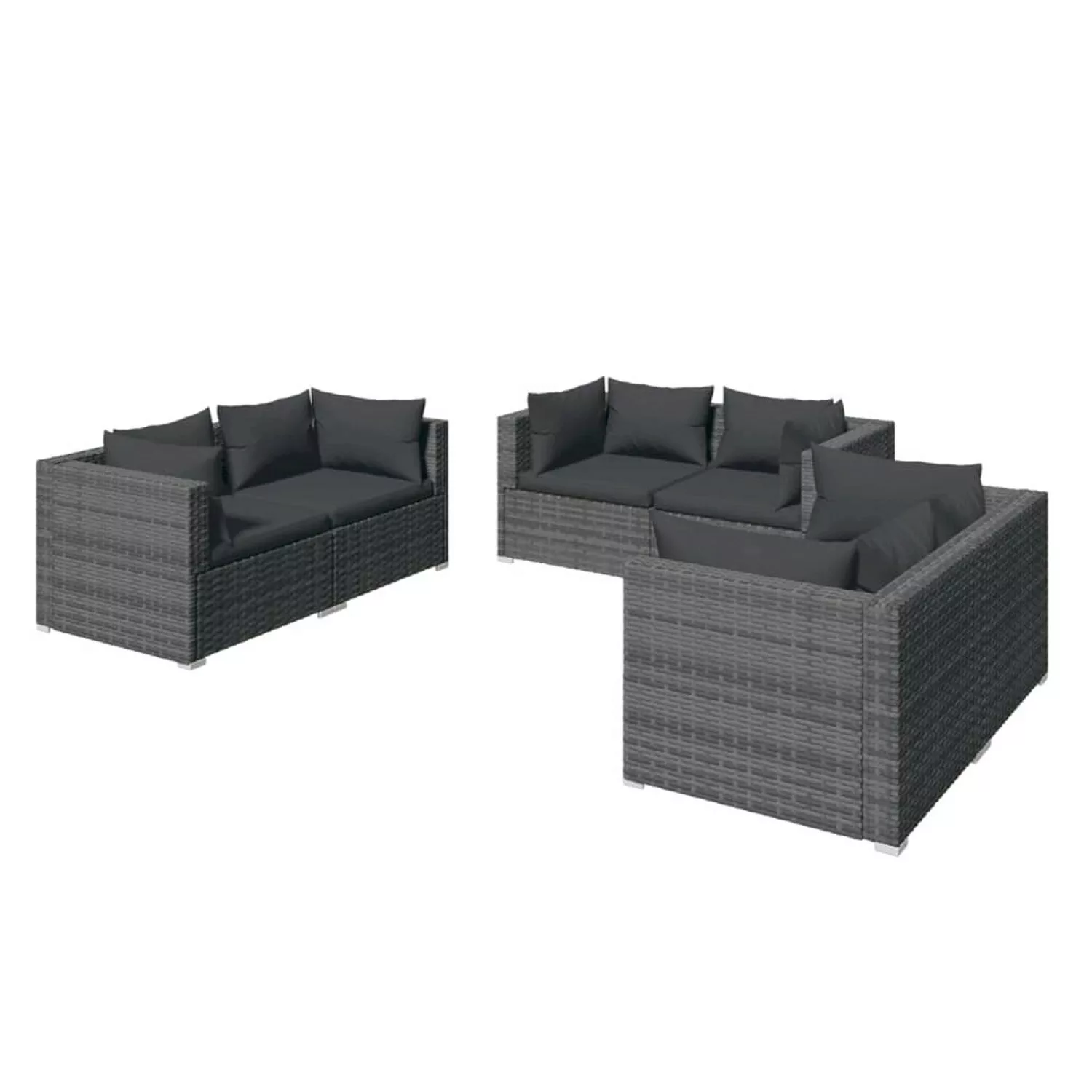 Vidaxl 6-tlg. Garten-lounge-set Mit Kissen Poly Rattan Grau günstig online kaufen