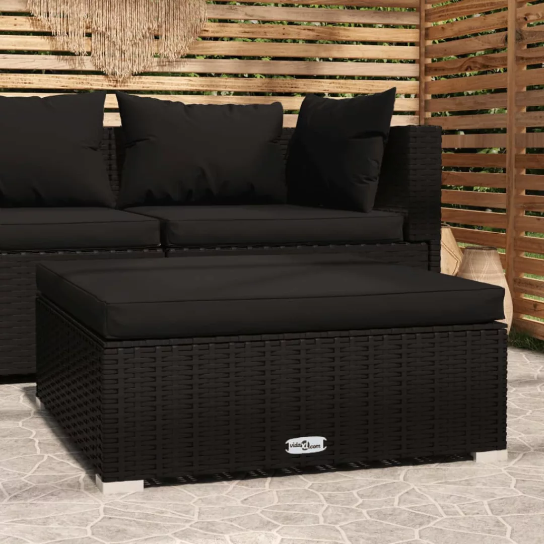 Vidaxl Gartenhocker Mit Kissen Schwarz 70x70x30 Cm Poly Rattan günstig online kaufen