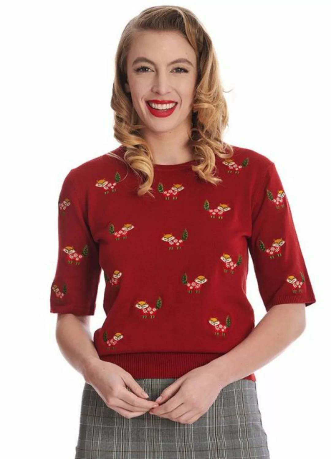 Banned Sweatshirt Scandi Fox Rot Vintage Rockabilly Fuchs günstig online kaufen