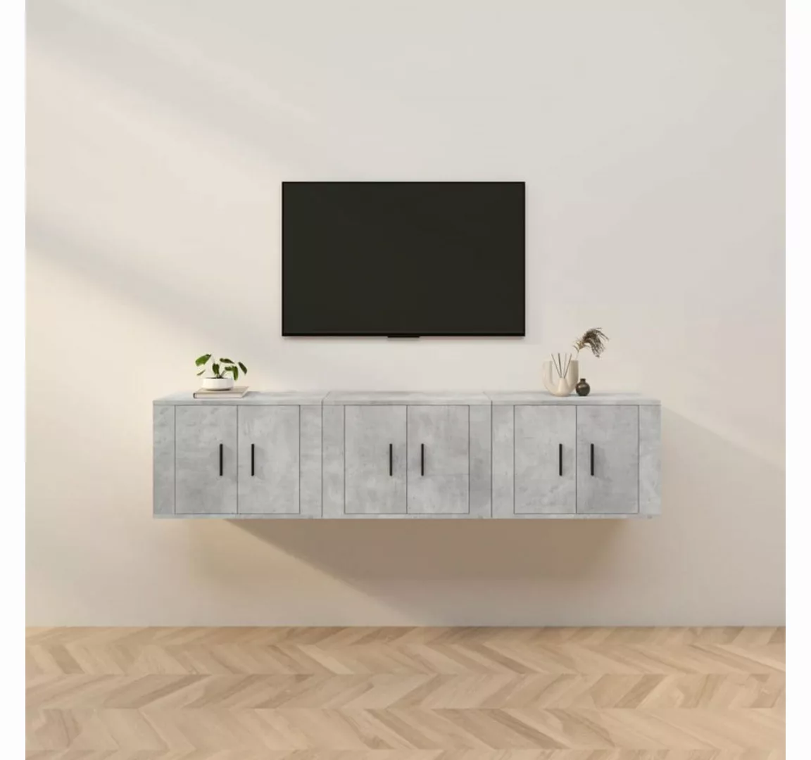 vidaXL TV-Schrank TV-Wandschränke 3 Stk. Betongrau 57x34,5x40 cm (3-St) günstig online kaufen