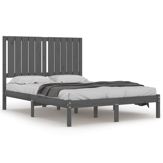 vidaXL Bettgestell Massivholzbett Grau Kiefer 120x200 cm Bett Bettgestell B günstig online kaufen