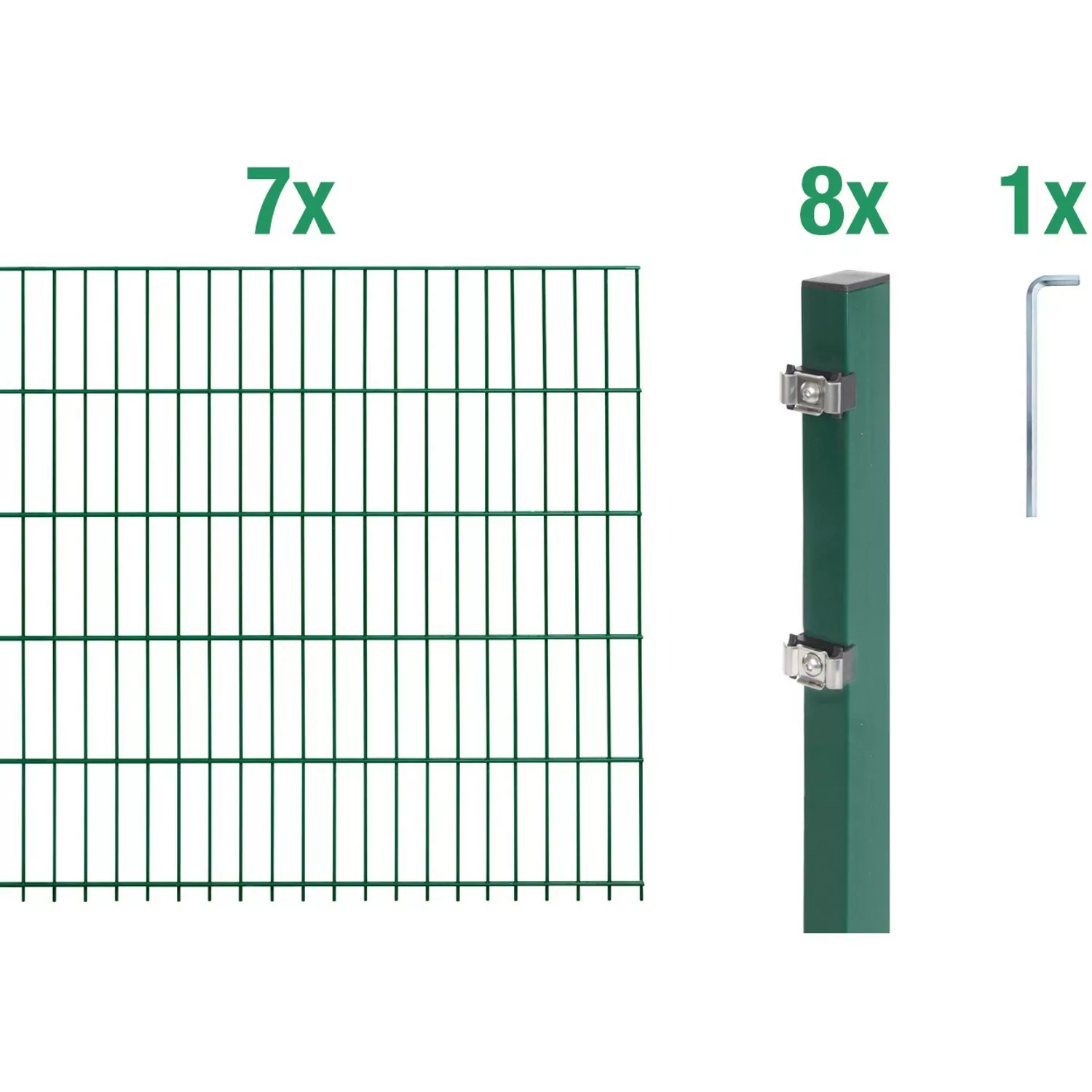 Metallzaun Grund-Set Doppelstabmatte verz. Grün beschichtet 7 x 2 m x 1,4 m günstig online kaufen