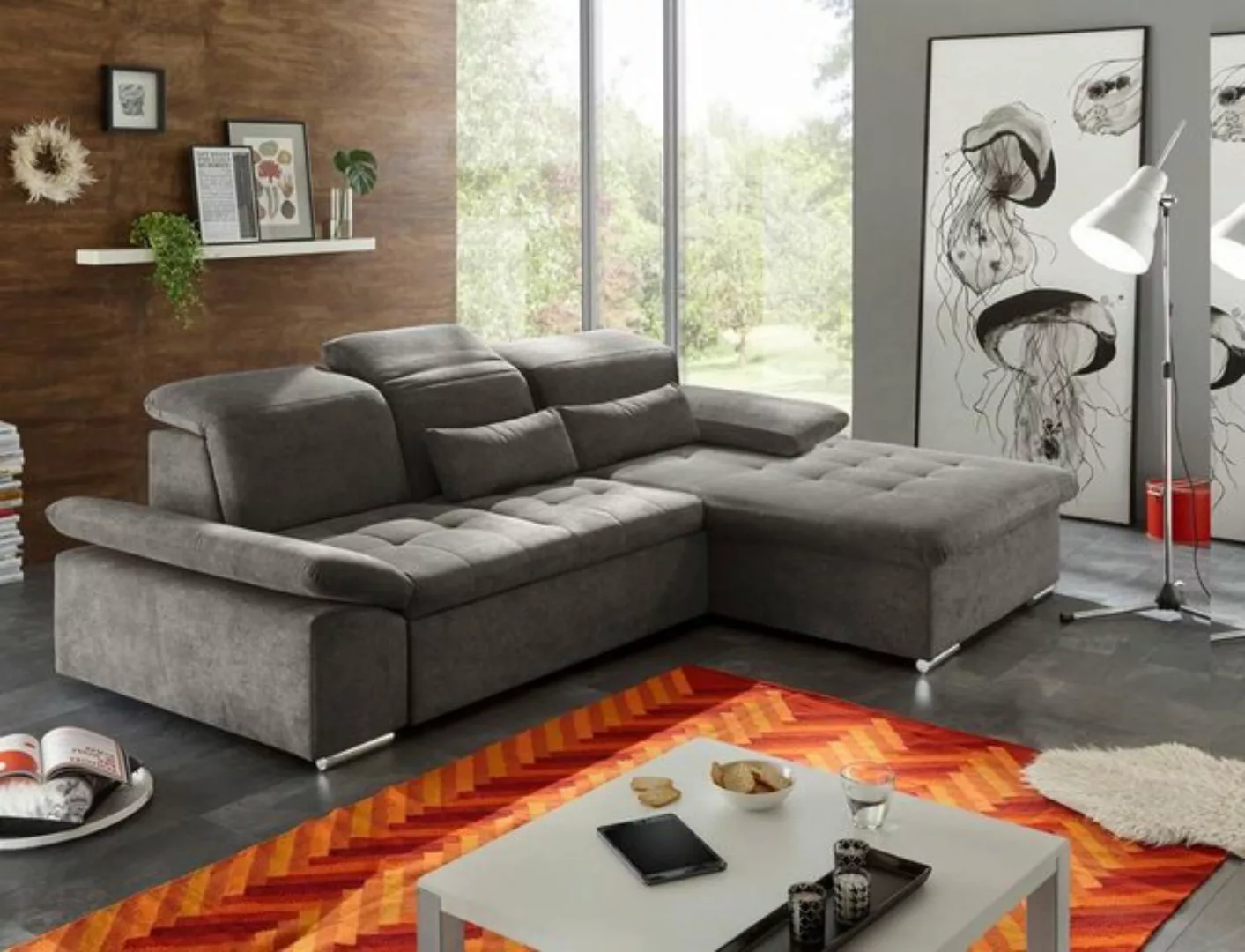 ED EXCITING DESIGN Ecksofa, Wayne Ecksofa 276x188 cm Couch Eckcouch Sofa St günstig online kaufen