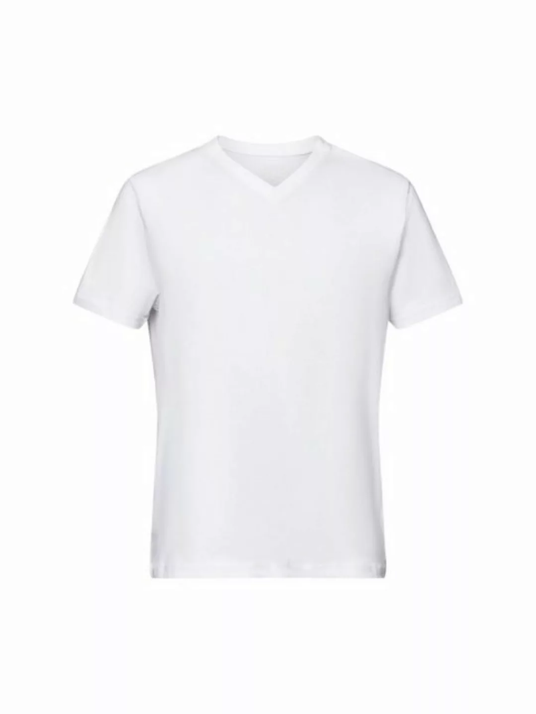 Esprit T-Shirt T-Shirt mit V-Ausschnitt aus Bio-Baumwollmix (1-tlg) günstig online kaufen