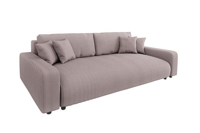 S-Style Möbel Schlafsofa Emma mit Schlaffunktion und Bettkasten in Cord-Sto günstig online kaufen