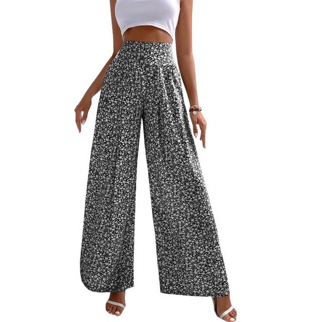 KIKI Loungepants Geblümte Freizeithose – Damenhose mit hoher Taille -Schlag günstig online kaufen
