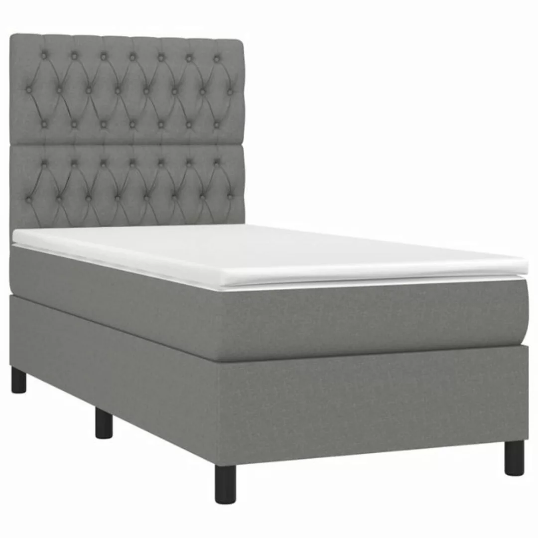 vidaXL Boxspringbett Boxspringbett mit Matratze LED Dunkelgrau 90x200 cm St günstig online kaufen