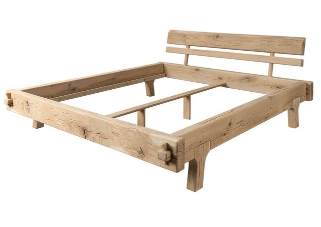 Massivmoebel24 Massivholzbett (Balkenbett Eiche 200x200 natur geölt OAK HEA günstig online kaufen