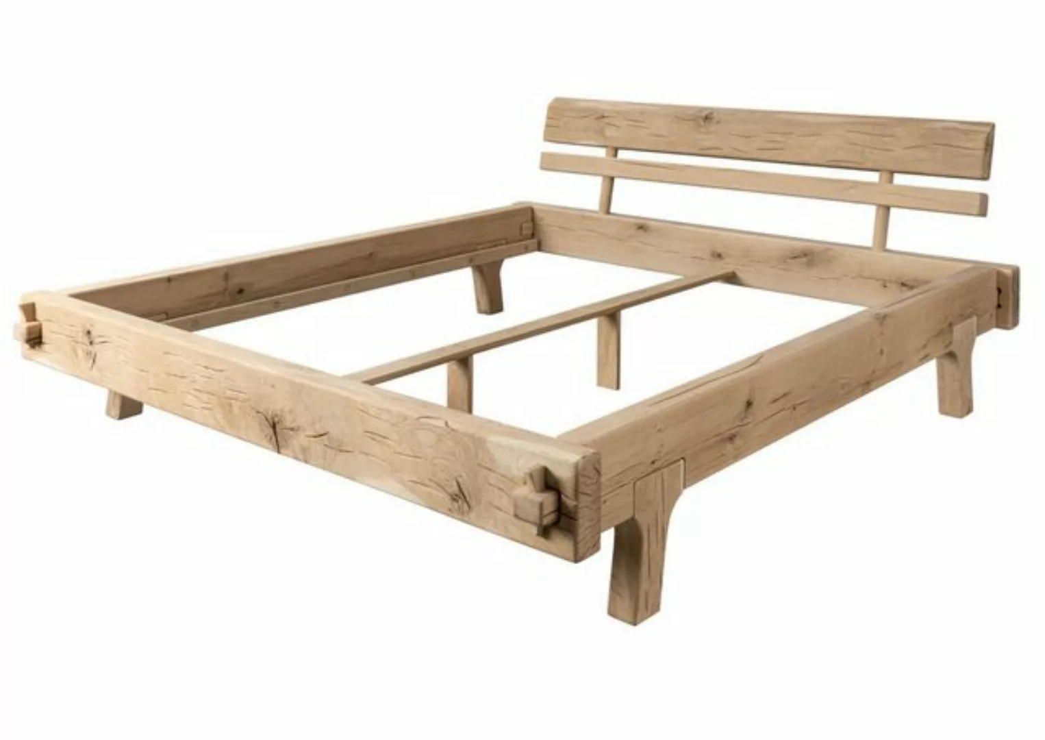 Massivmoebel24 Massivholzbett (Balkenbett Eiche 200x200 natur geölt OAK HEA günstig online kaufen