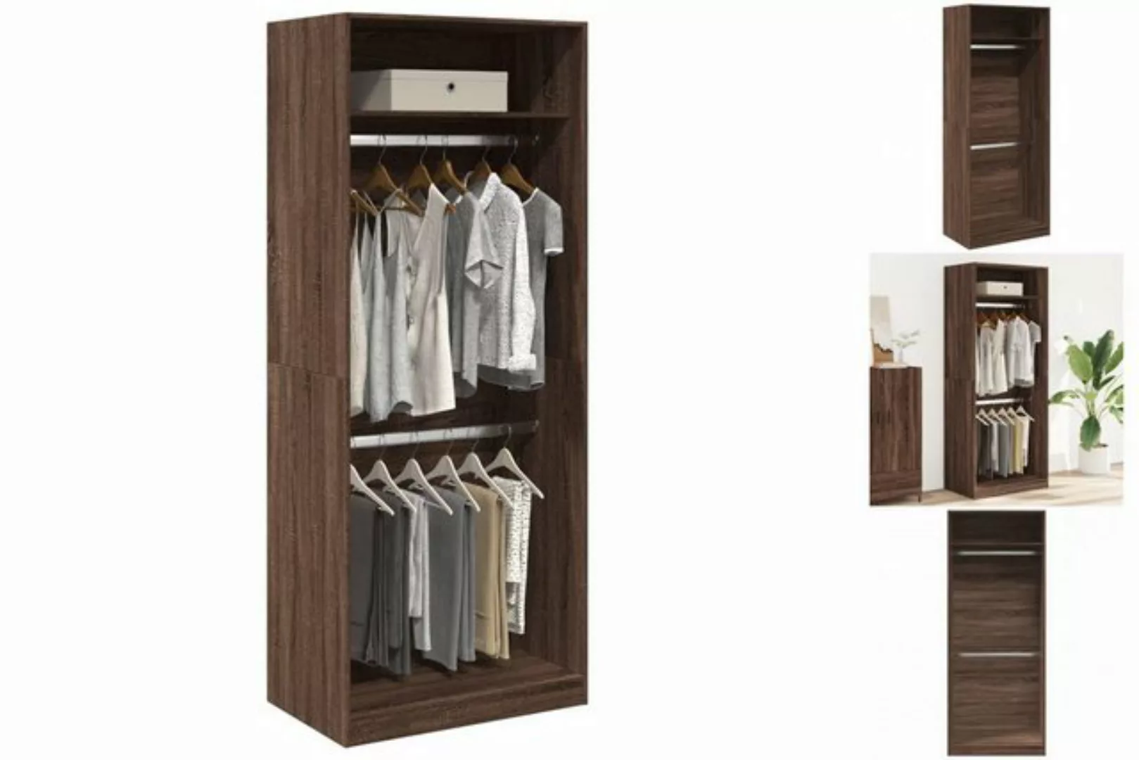 vidaXL Kleiderschrank Kleiderschrank Braun Eichen-Optik 80x50x200 cm Holzwe günstig online kaufen