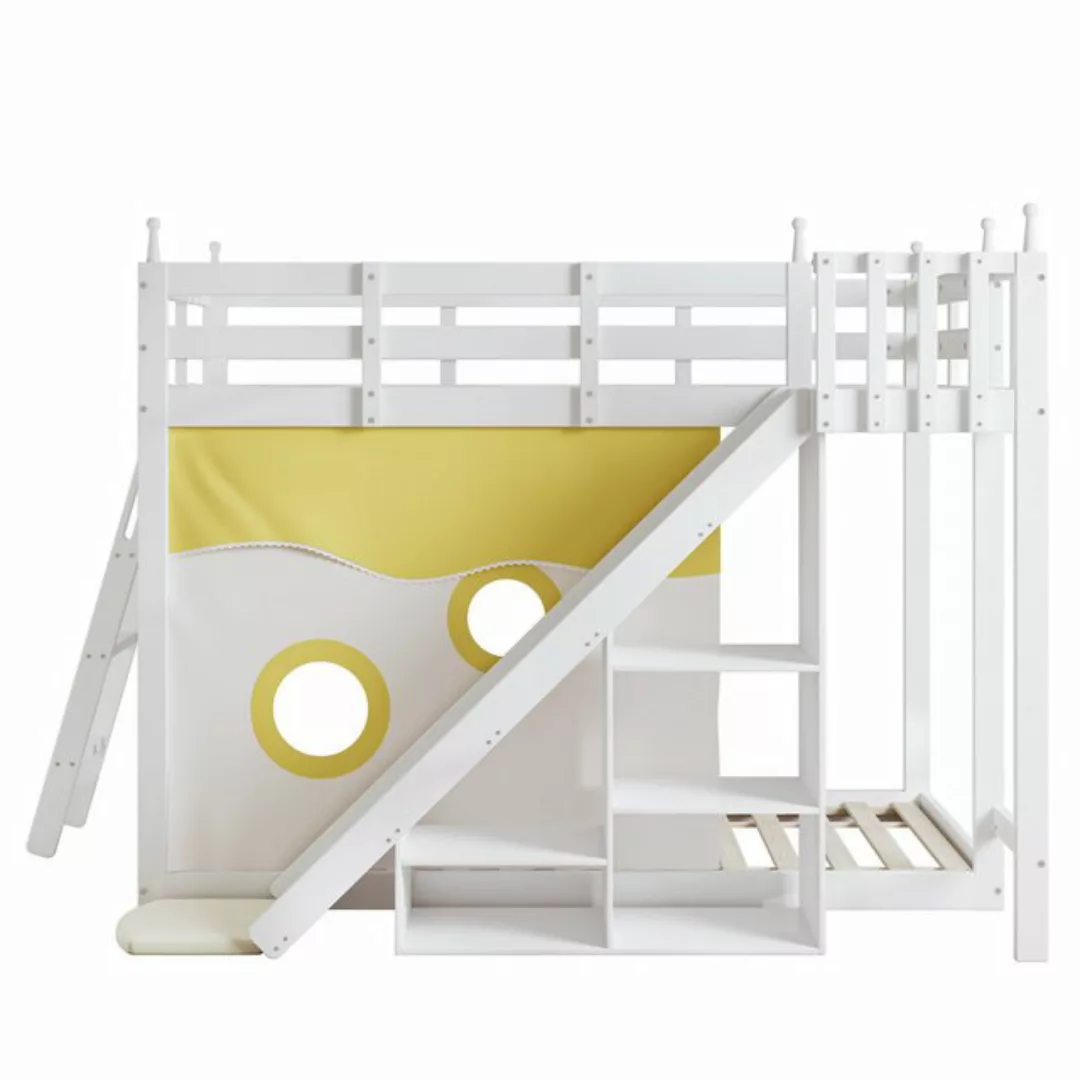 Gotagee Kinderbett Jugendbett Etagenbett Holzbett mit Rutsche 90x200cm Weiß günstig online kaufen