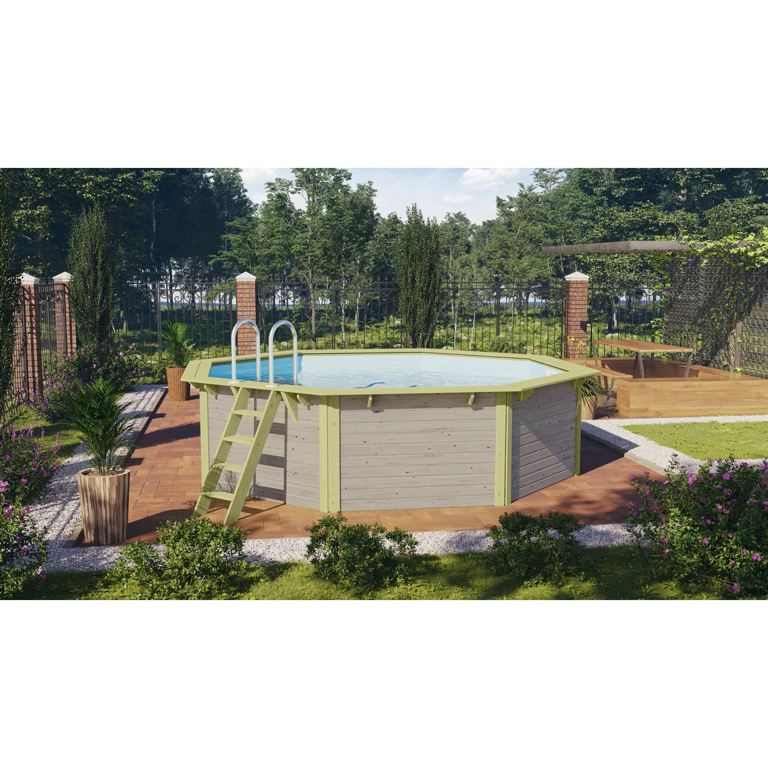 Karibu Pool Modell 2 Set inkl. Filteranlage Skimmer Wassergrau günstig online kaufen