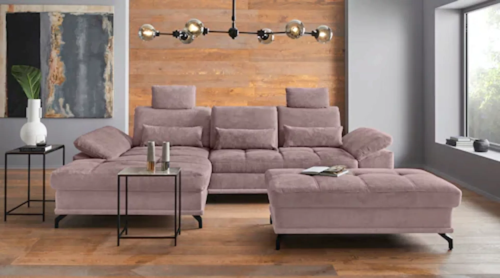 Places of Style Ecksofa Costello L-Form, mit Sitztiefenverstellung, Armteil günstig online kaufen