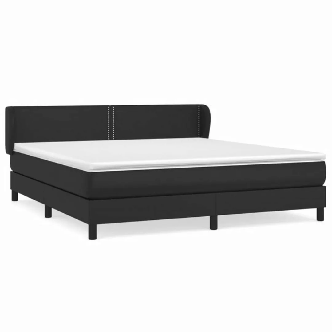 vidaXL Bettgestell Boxspringbett mit Matratze Schwarz 160x200 cm Kunstleder günstig online kaufen