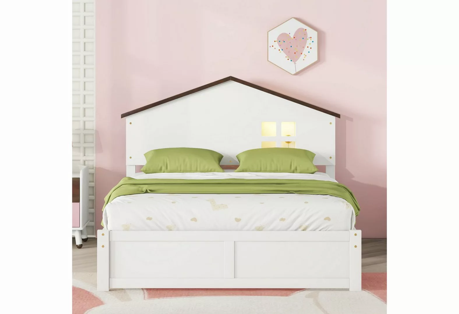 TavilaEcon Kinderbett flaches Bett mit kleine Fensterdekoration und LED-Nac günstig online kaufen