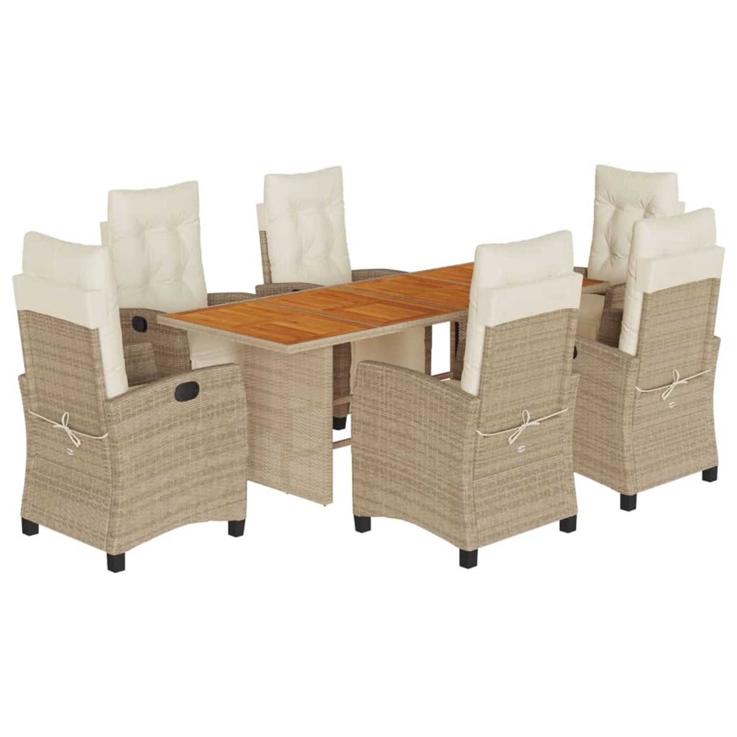 vidaXL 9-tlg Garten-Essgruppe mit Kissen Beige Poly Rattan Modell 19 günstig online kaufen