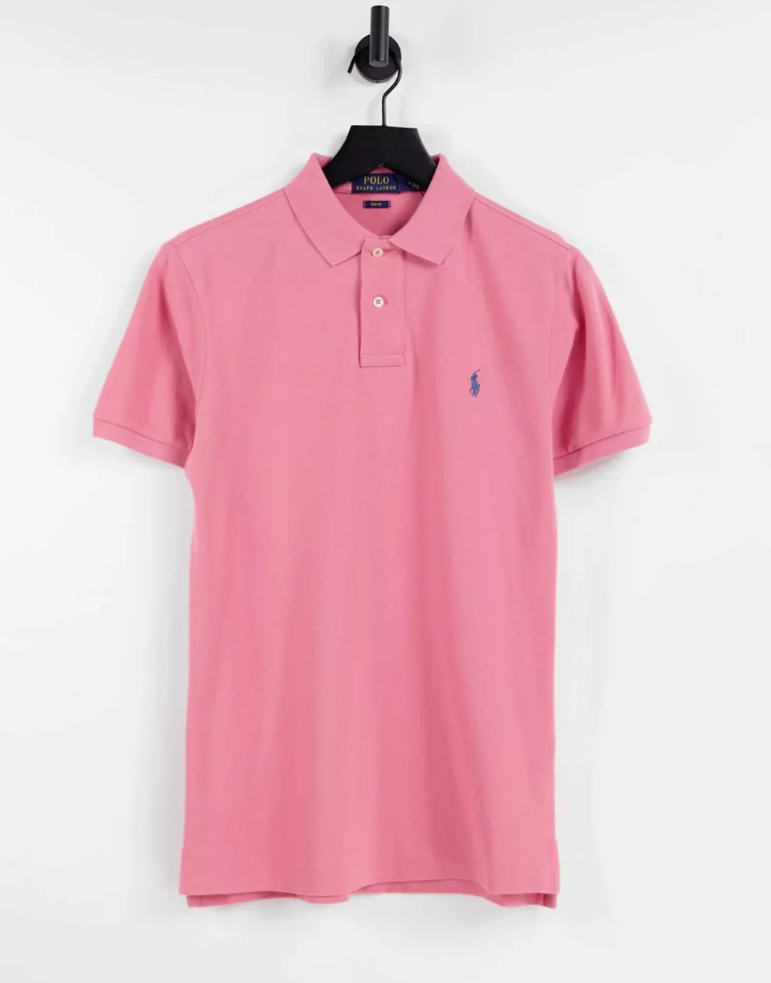 Polo Ralph Lauren – Schmal geschnittenes Pikee-Polohemd in Rosépink mit Pol günstig online kaufen