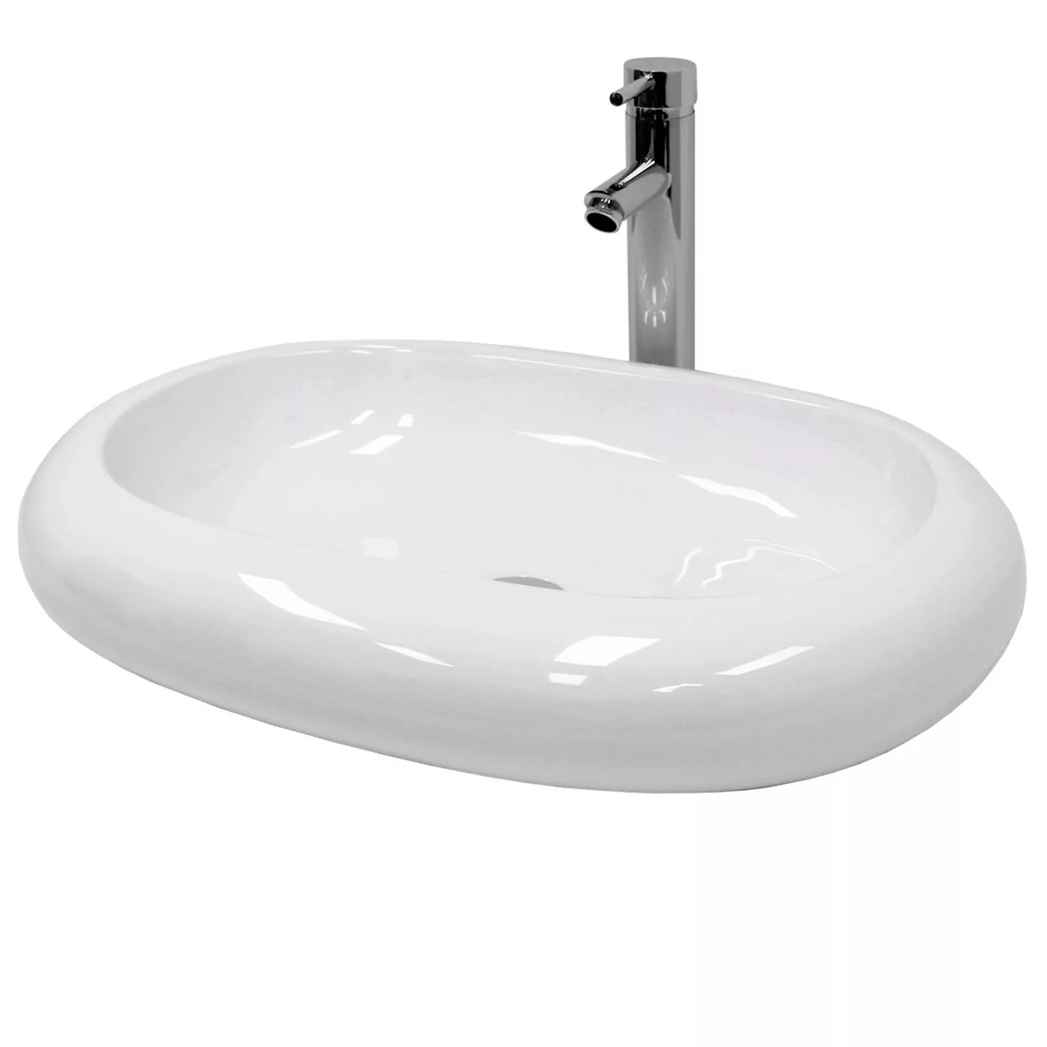 ECD Germany Waschbecken 630x420x120 mm aus Keramik Oval Weiß Aufsatzwaschbe günstig online kaufen