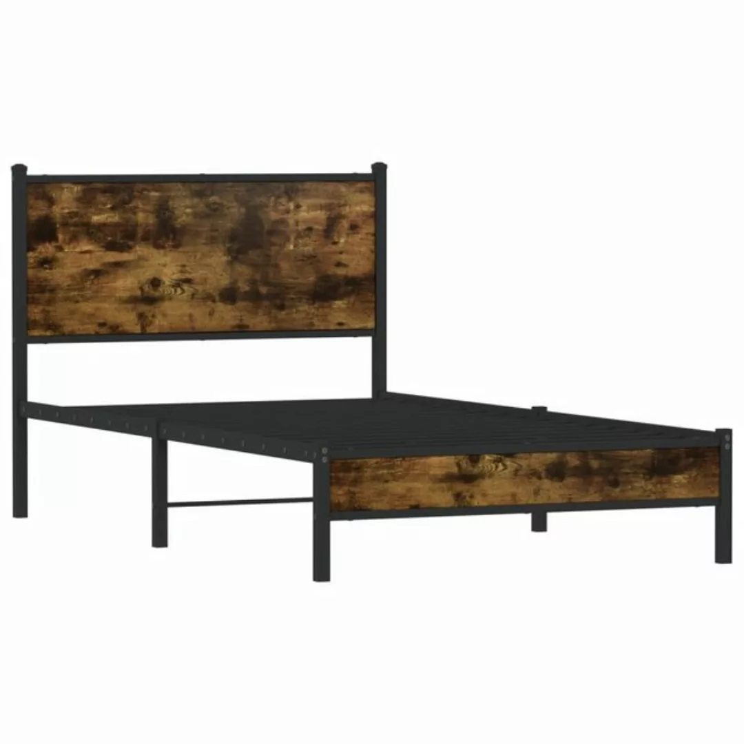 vidaXL Bett Metallbett ohne Matratze Räuchereiche 100x190 cm günstig online kaufen