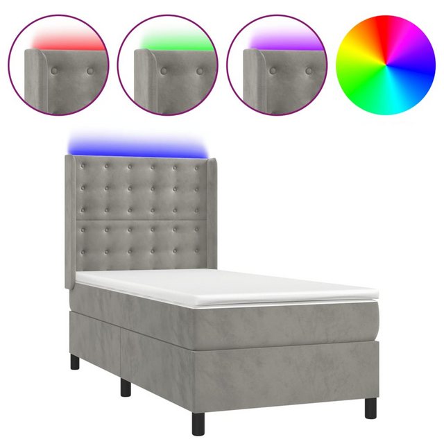 vidaXL Boxspringbett Boxspringbett mit Matratze und LED Samt (90 x 200 cm, günstig online kaufen