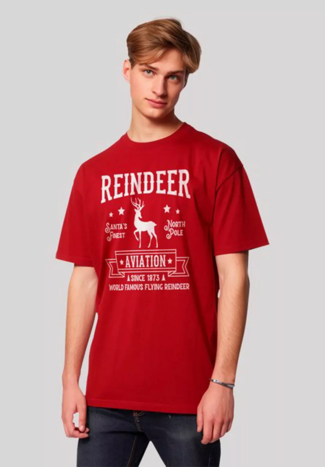 F4NT4STIC T-Shirt Reindeer Aviation Retro Weihnachts Sign Premium Qualität günstig online kaufen