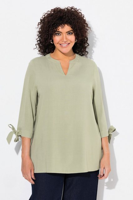 Ulla Popken Longbluse Bluse Ärmelschleife A-Linie 3/4-Arm günstig online kaufen