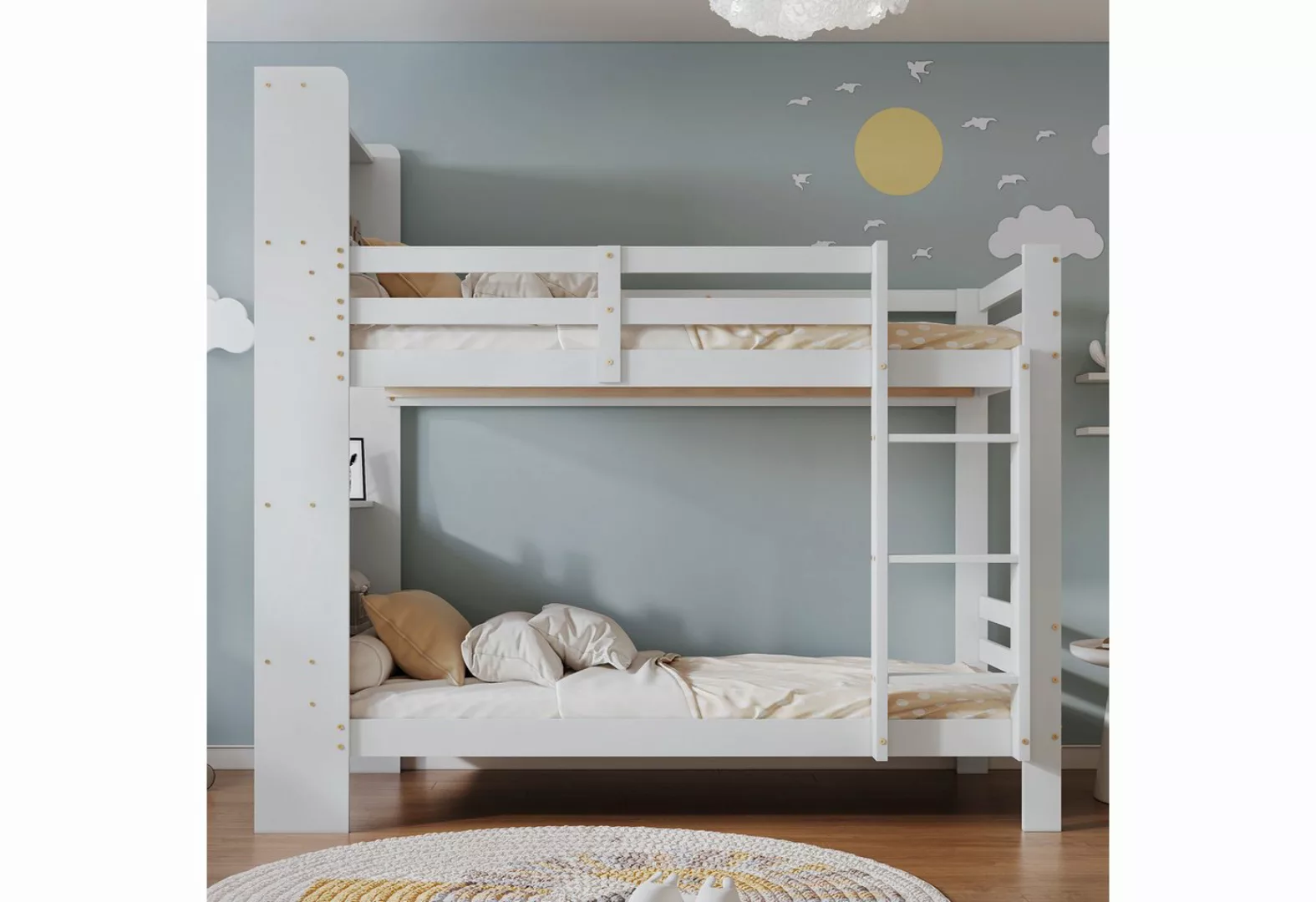 MODFU Etagenbett Stauraumbett Holzbett, Kinderbett Gästebett 90x200 cm (Bet günstig online kaufen