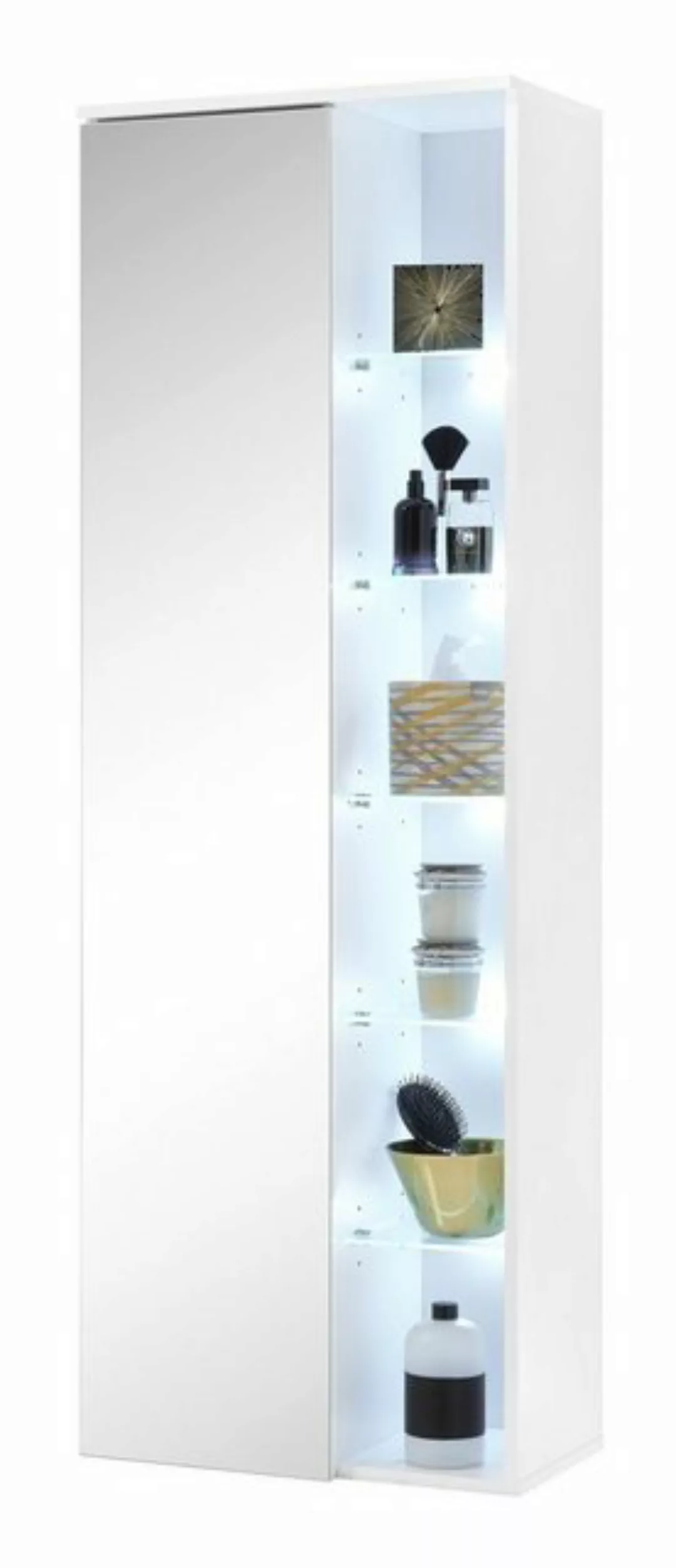Hochschrank BEST, Weiß Hochglanz, Breite 55 cm, inkl. LED-Beleuchtung, Badm günstig online kaufen