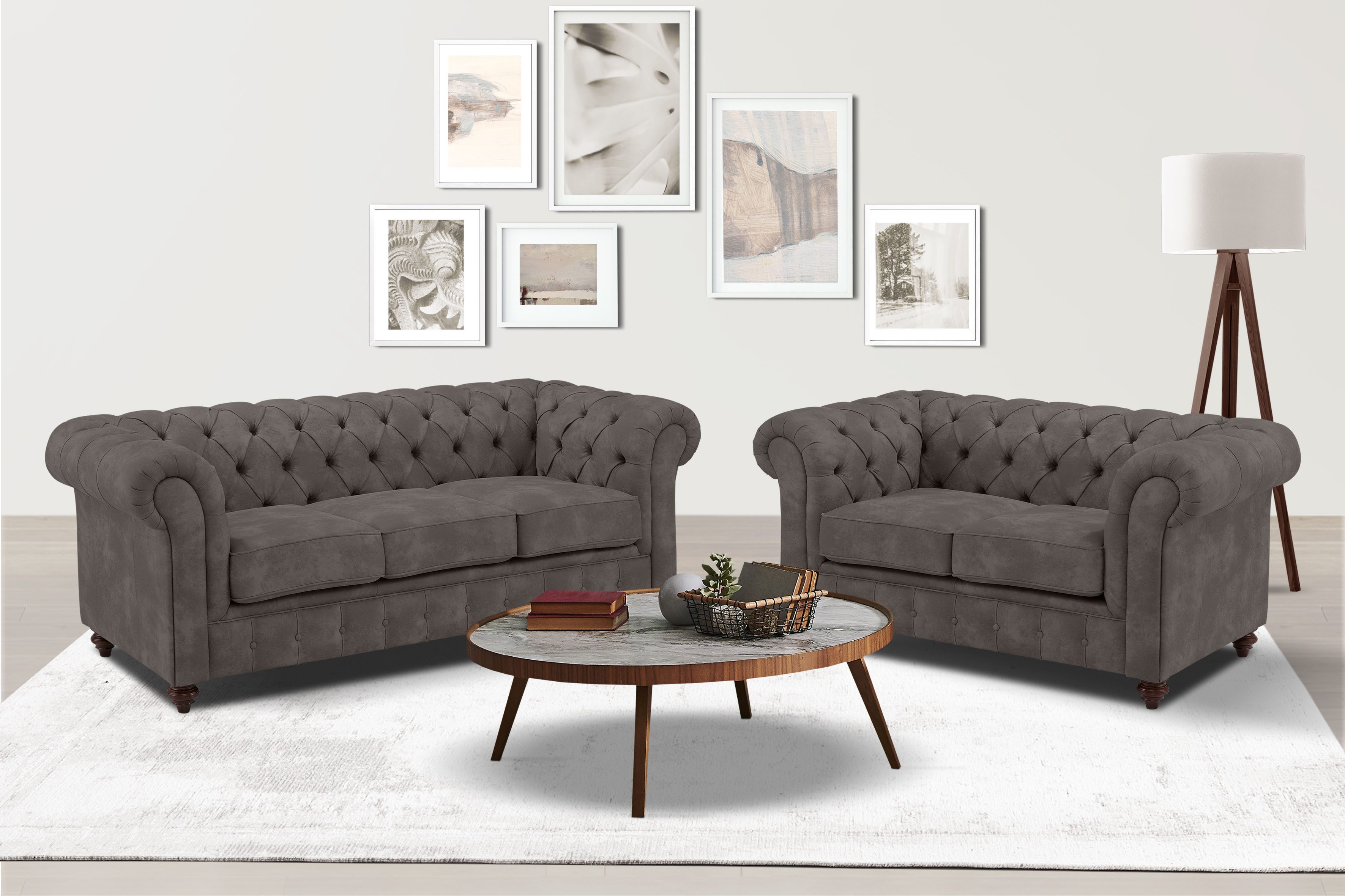 Home affaire Sitzgruppe "Chesterfield", (2 tlg.), hochwertige Knopfheftung, günstig online kaufen