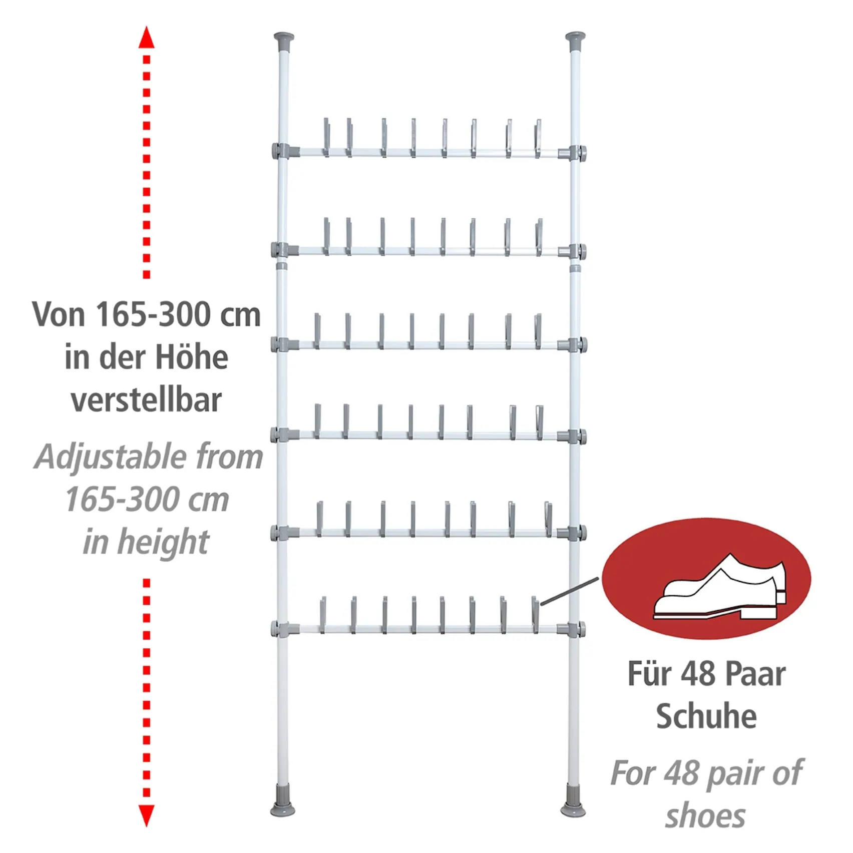 WENKO Schuhregal "Modell Herkules Shoes", Teleskopregal für 48 Paar Schuhe, günstig online kaufen