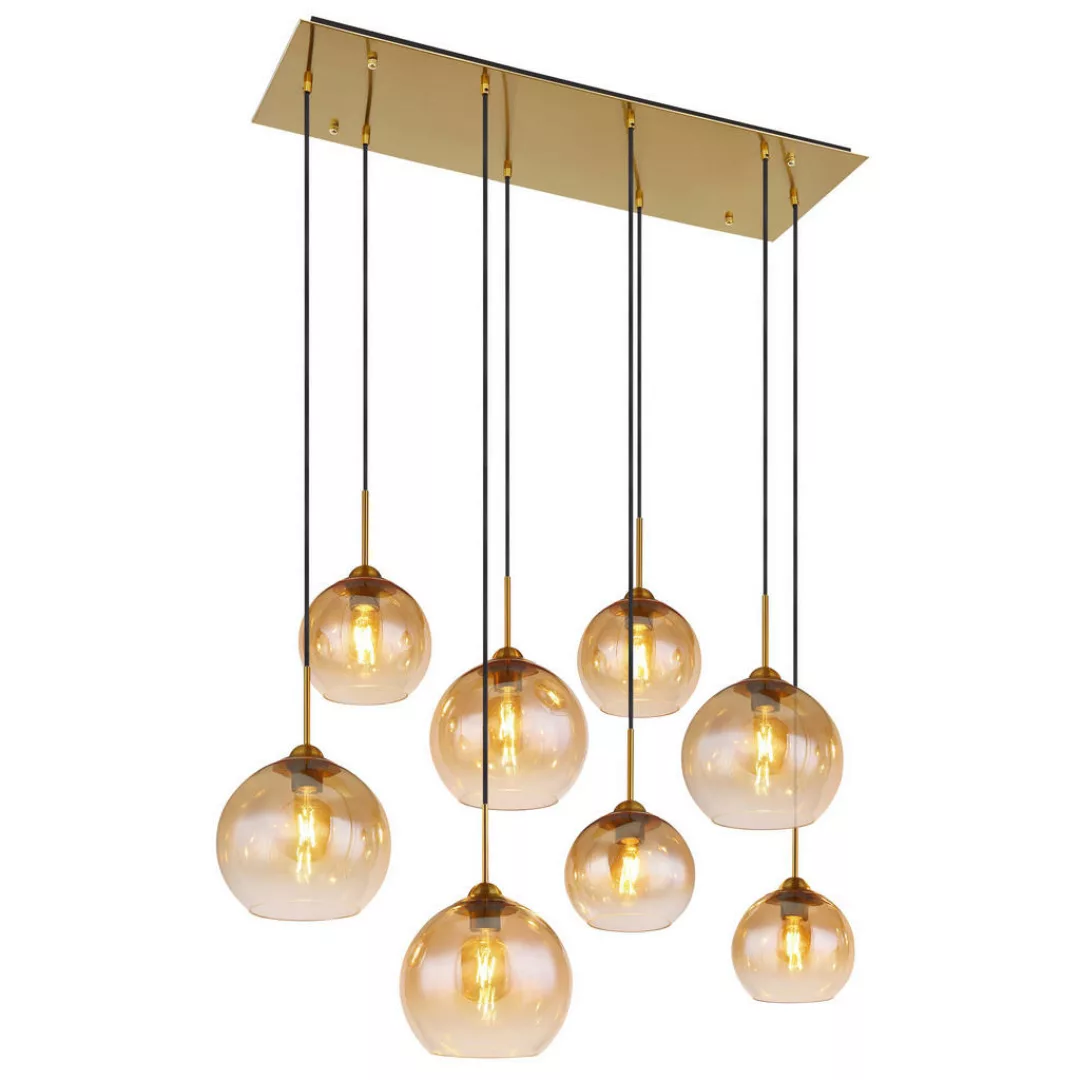 GLOBO Pendelleuchte messing klar Metall B/H/T: ca. 46x150x106 cm E27 8 Bren günstig online kaufen