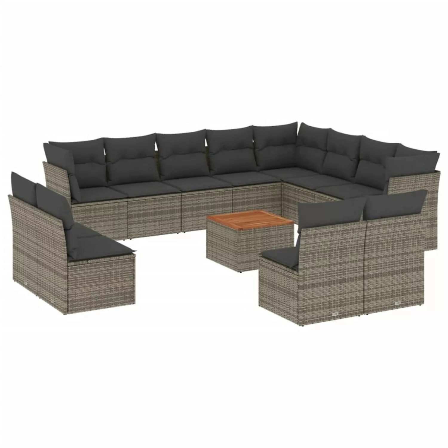 vidaXL 13-tlg Garten-Sofagarnitur mit Kissen Grau Poly Rattan Modell 18 günstig online kaufen