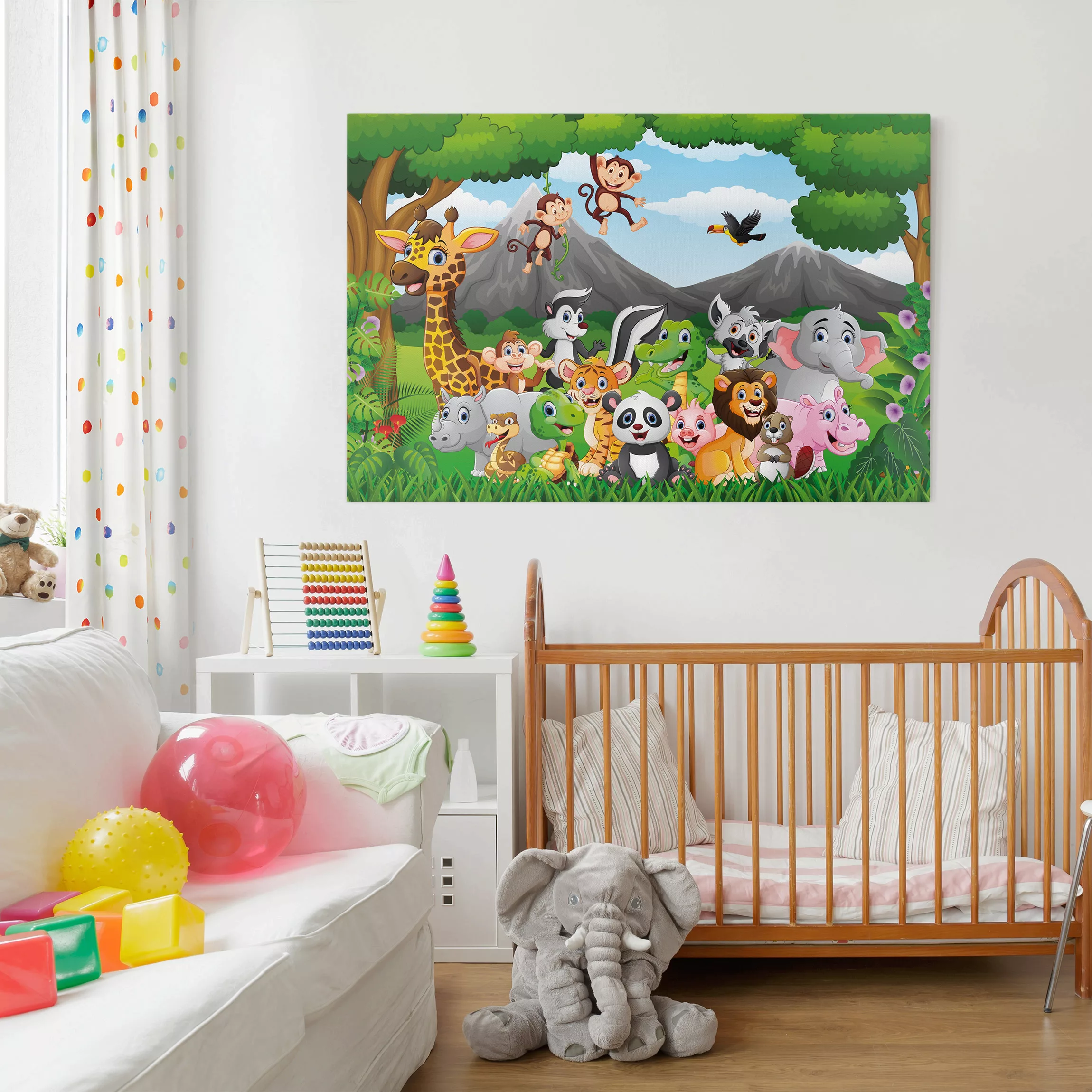 Leinwandbild Kinderzimmer - Querformat Wilde Dschungeltiere günstig online kaufen