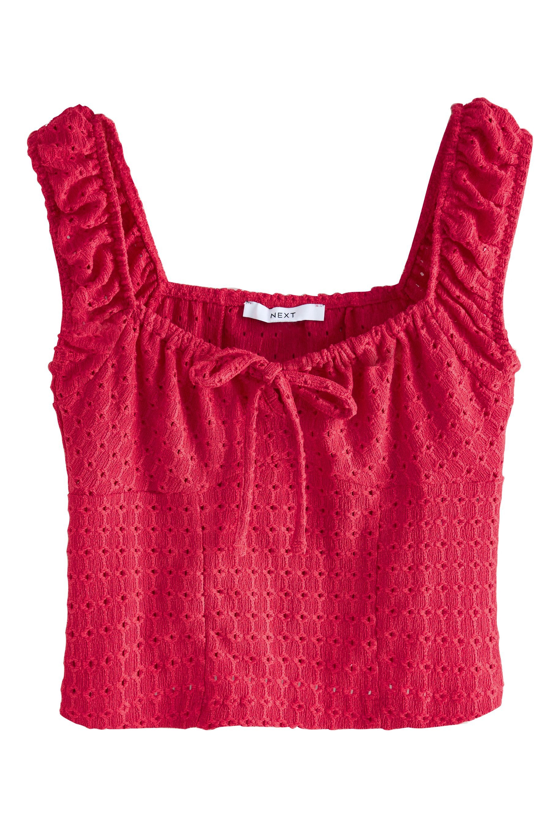 Next Crop-Top Kariertes Bustier-Top mit Stickereien günstig online kaufen