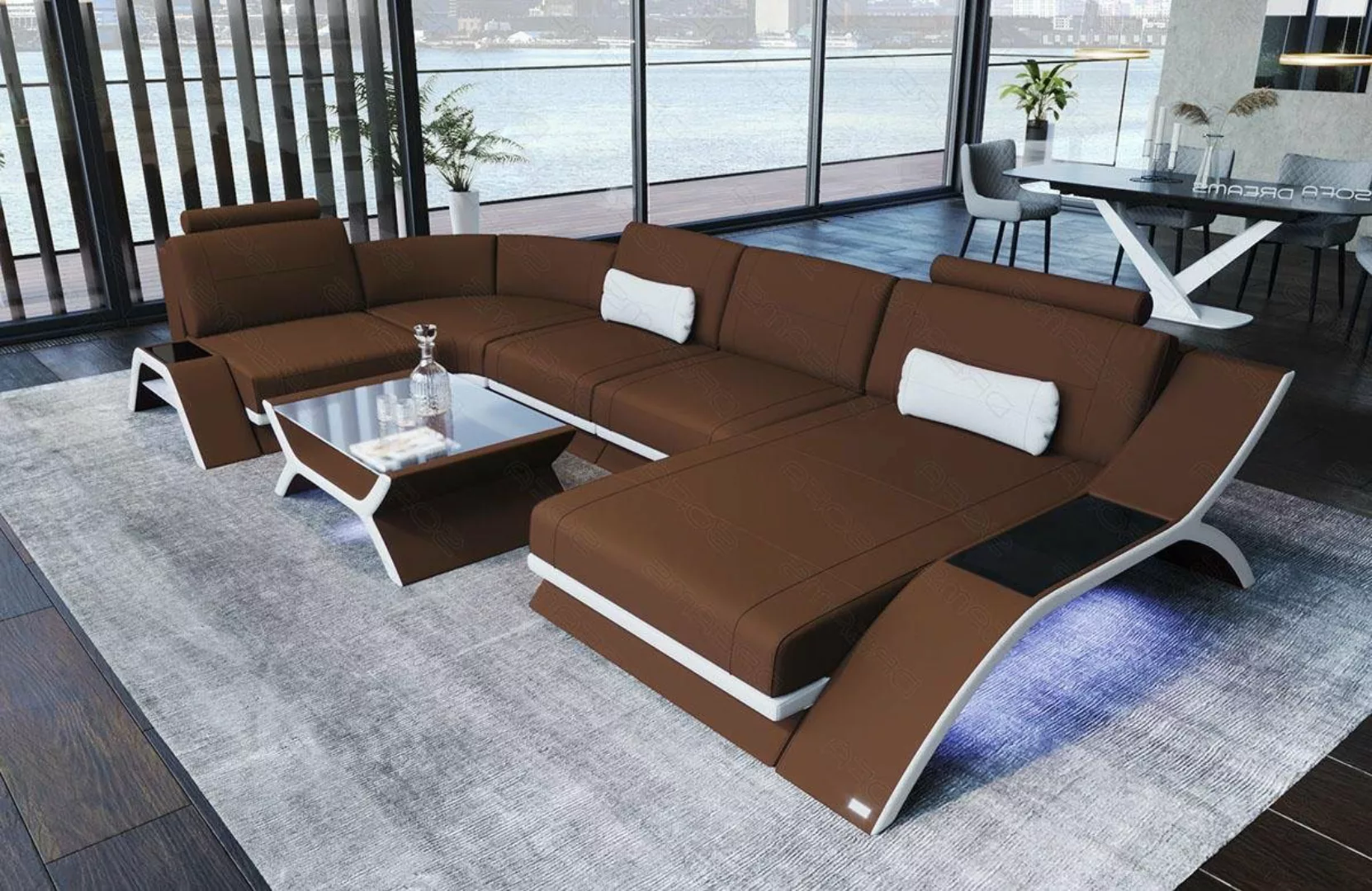 Sofa Dreams Wohnlandschaft Stoffsofa Couch Sofa Calabria U Form Polstersofa günstig online kaufen
