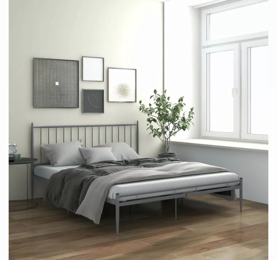 Bett Grau Metall 140x200 Cm günstig online kaufen